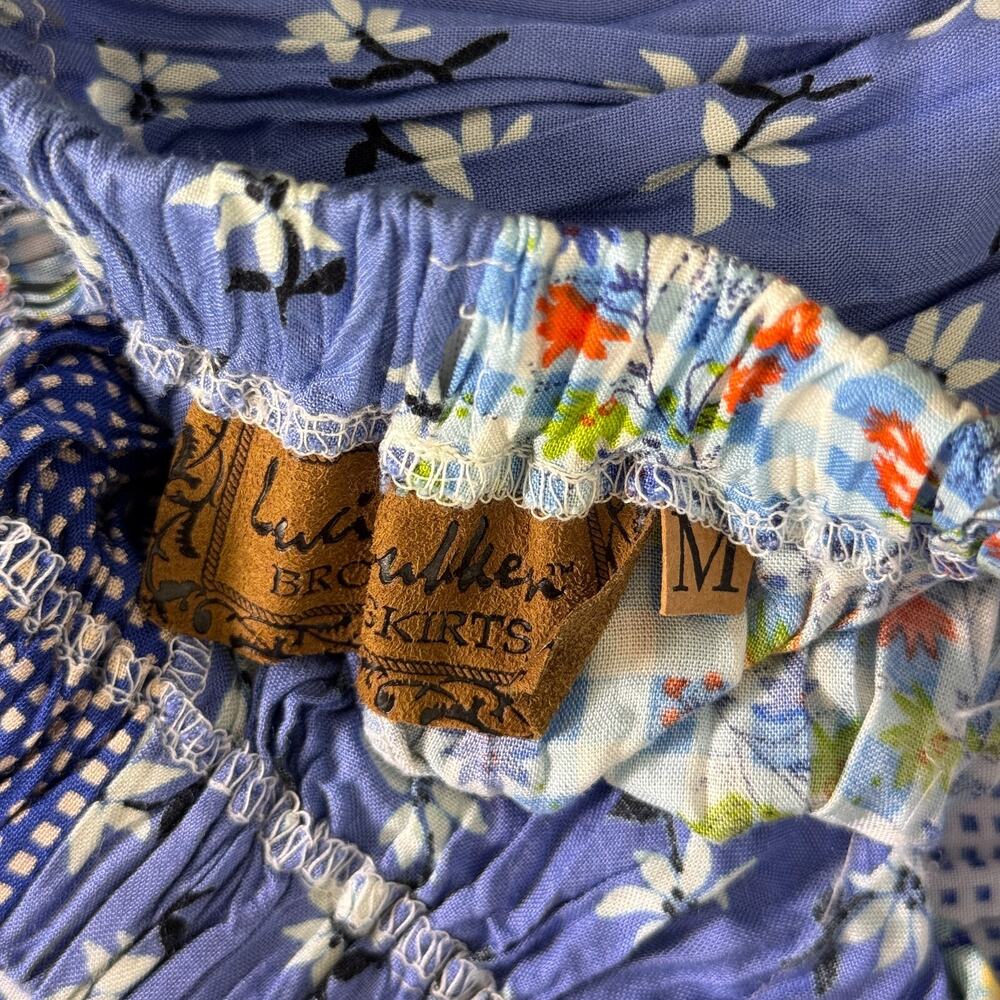 Vintage Lucia Lukken Broomskirt Skirt Womens Medium Mix Patchwork Floral Boho M - Picture 3 of 10